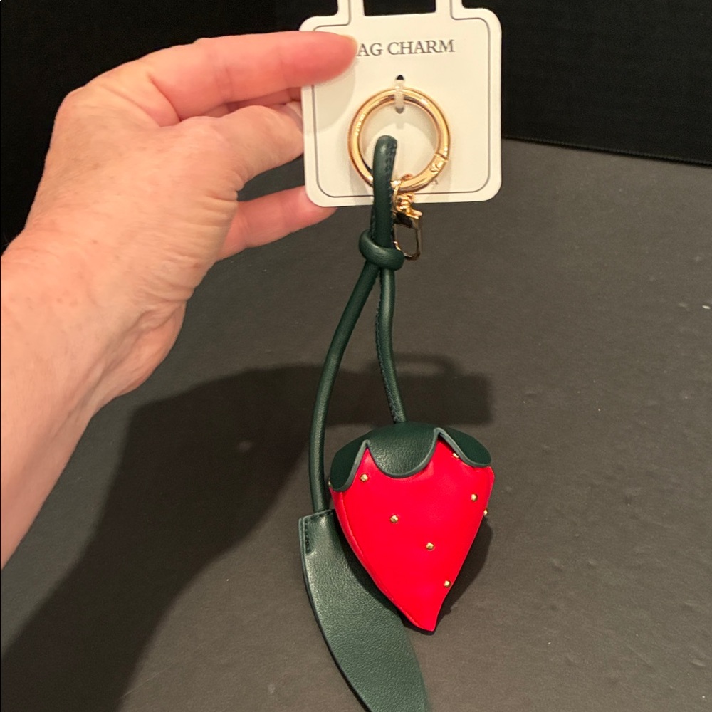 Strawberry Charm Keychain - Red & Dark Green